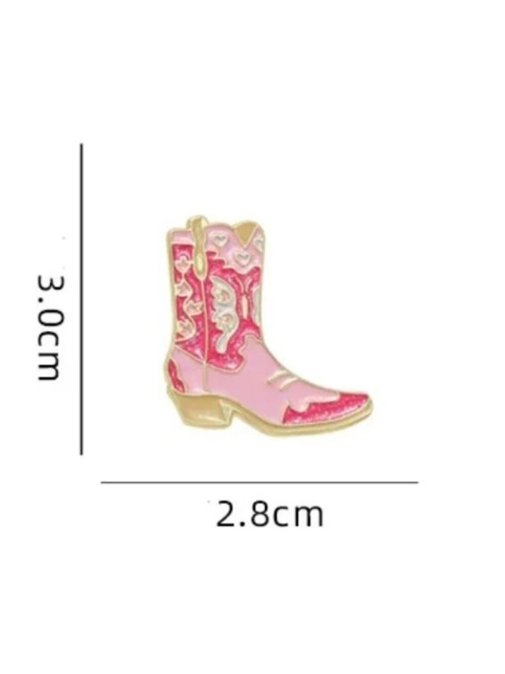 Pink Cowgirl Boot Metal Enamel Lapel Pin Brooch Gold Tone - Picture 2 of 2